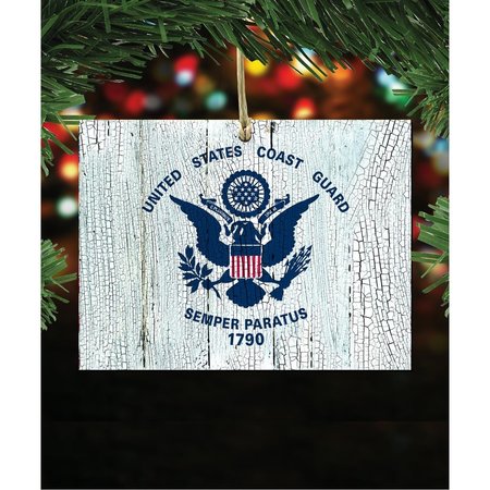 DESIGNOCRACY 99998CGO USA Coast Guard Wooden Ornament Set of 2 99998CGOS2